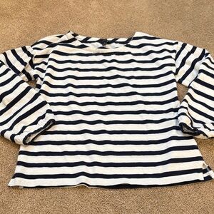 Jcrew women’s long pouf sleeve striped boat shirt